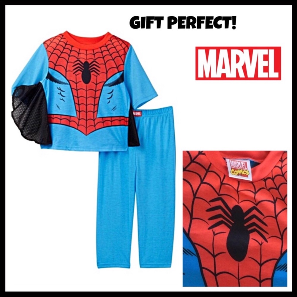 SPIDER MAN BOY’S PJS SUPER HERO COSTUME SLEEP SET PAJAMAS SIZE 2T A3C